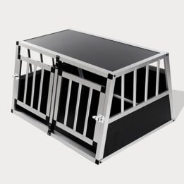 Small Double Door Dog Cage With Separate Board 65a 89cm 06-0771 www.petclothesfactory.com