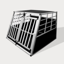 Aluminum Small Double Door Dog cage 89cm 75a 06-0772 www.petclothesfactory.com