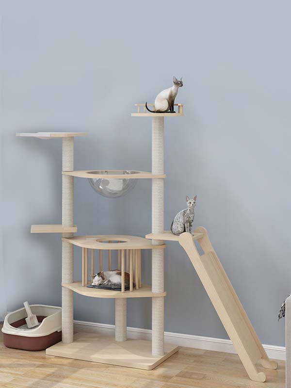 Wholesale pine solid wood multilayer board cat tree cat tower cat climbing frame 105-212 www.petclothesfactory.com