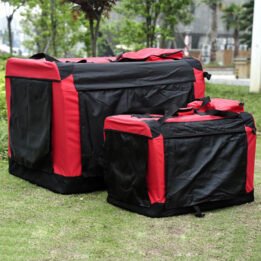 Foldable Large Dog Travel Bag 600D Oxford Cloth Outdoor Pet Carrier Bag in Red
