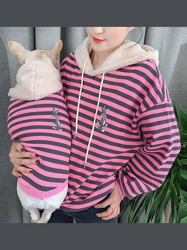 Pet Factory Wholesale Striped Rabbit Lambskin Hoodie Dog Clothes 06-1382 Wholesale Striped Rabbit Lambskin Hoodie Dog Clothes 06-1382