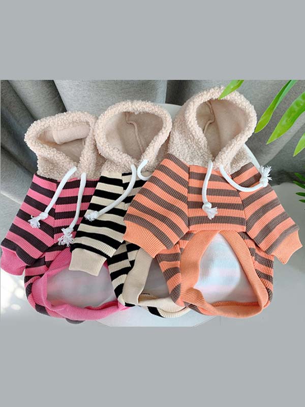 Pet Factory Wholesale Striped Rabbit Lambskin Hoodie Dog Clothes 06-1382 Wholesale Striped Rabbit Lambskin Hoodie Dog Clothes 06-1382