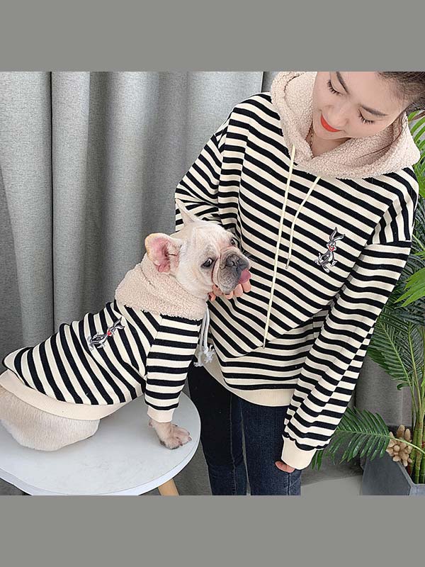 Pet Factory Wholesale Striped Rabbit Lambskin Hoodie Dog Clothes 06-1382 Wholesale Striped Rabbit Lambskin Hoodie Dog Clothes 06-1382