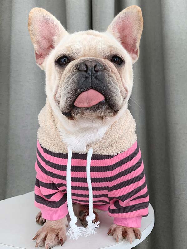 Pet Factory Wholesale Striped Rabbit Lambskin Hoodie Dog Clothes 06-1382 Wholesale Striped Rabbit Lambskin Hoodie Dog Clothes 06-1382
