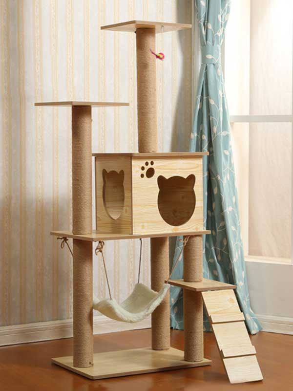 Novo produto por atacado de madeira maciça para gatos, árvore de estimação, estrutura de escalada para gatos 06-1154 www.petclothesfactory.com