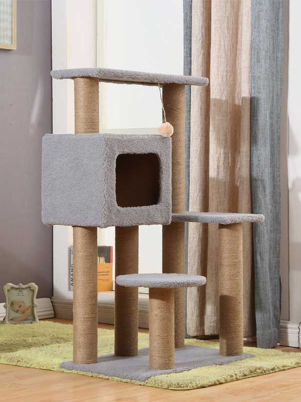 Fábrica OEM atacado aglomerado cinza Cat Tree Cat Condo 06-1173 www.petclothesfactory.com