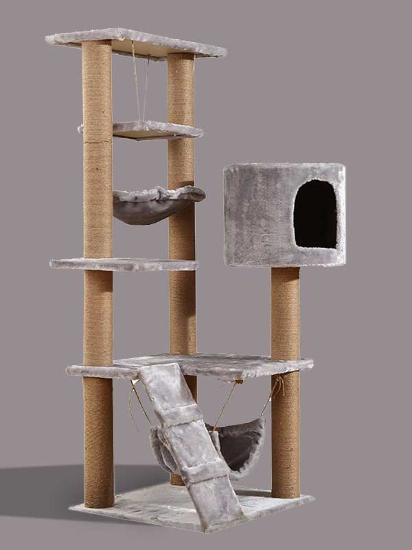 A estrutura de escalada para gatos em árvore de flanela multicamadas OEM de fábrica tem sala para gatos grandes 06-1172 www.petclothesfactory.com
