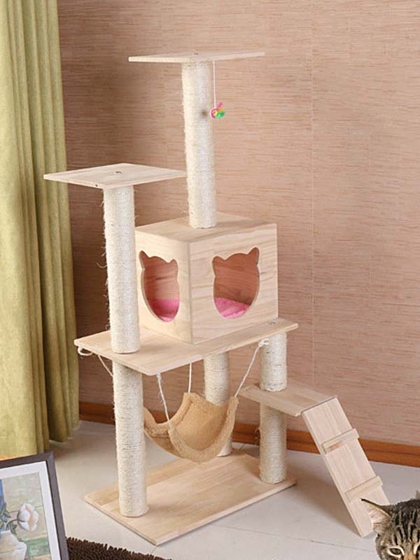 Árvore de madeira para gatos OEM – sala para gatos com estrutura de escalada para gatos 06-1160 www.petclothesfactory.com