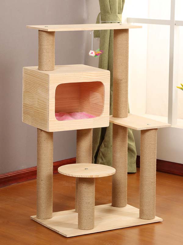 Melhor gato árvore pinho corda de cânhamo coluna escada gato casa quente brinquedo para gato 06-1165 www.petclothesfactory.com