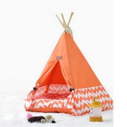 Tent Pet Travel: Cheap Dog Folding Tent Wave Stitching Cotton Canvas House 06-0942