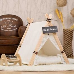 Pet Tent: White Front Lace Dog House Lace Teepee 06-0950