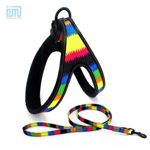 wholesale OEM designers custom printed rainbow dog chest harness 109-0003-1