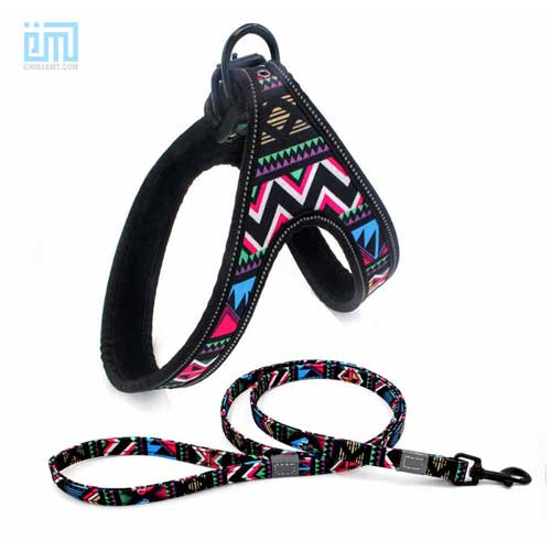 wholesale OEM designers custom printed rainbow dog chest harness 109-0003-2