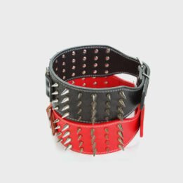 Customized Dog Collar Wide Long Spiked Rivet PU Leather Pet Dog Collar Leather Dog Collar www.petclothesfactory.com