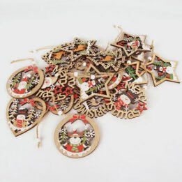 Wooden Hanging Christmas Tree Hollow Wooden Pendant Scene Decoration