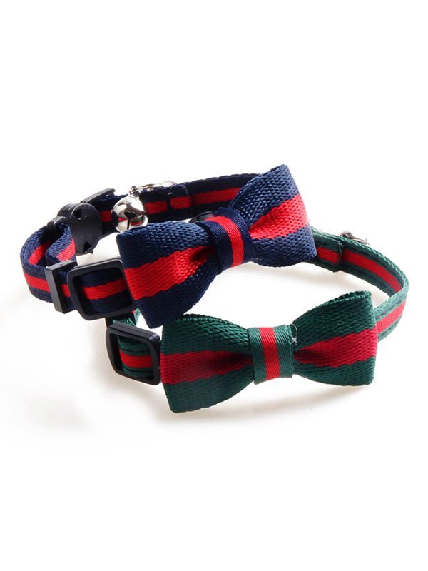 Manufacturer Wholesale Classic Color Plaid Design Cat Collar With Bowknot Bell 06-1610 www.petclothesfactory.com