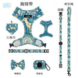 Pet harness factory new dog leash vest-style printed dog harness set small and medium-sized dog leash 109-0003