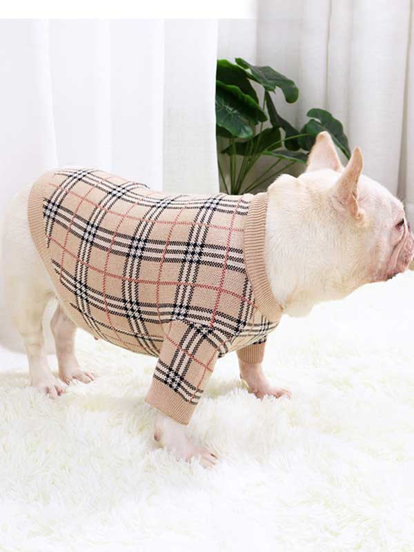 GMTPET Pug dog fat dog core yarn wool autumn and winter new warm winter plaid fighting Bulldog sweater clothes 107-222020