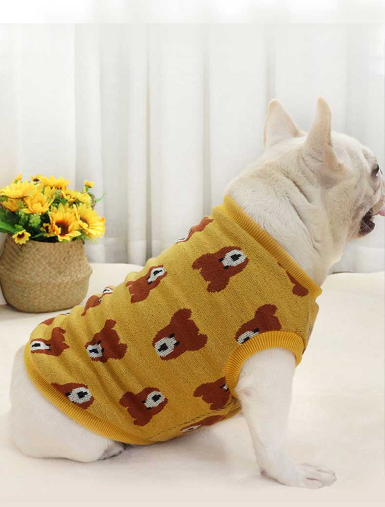 GMTPET Autumn and winter thickened dog clothes bear jacquard fat dog short body bulldog clothes thickened method bucket plus velvet vest 107-222022