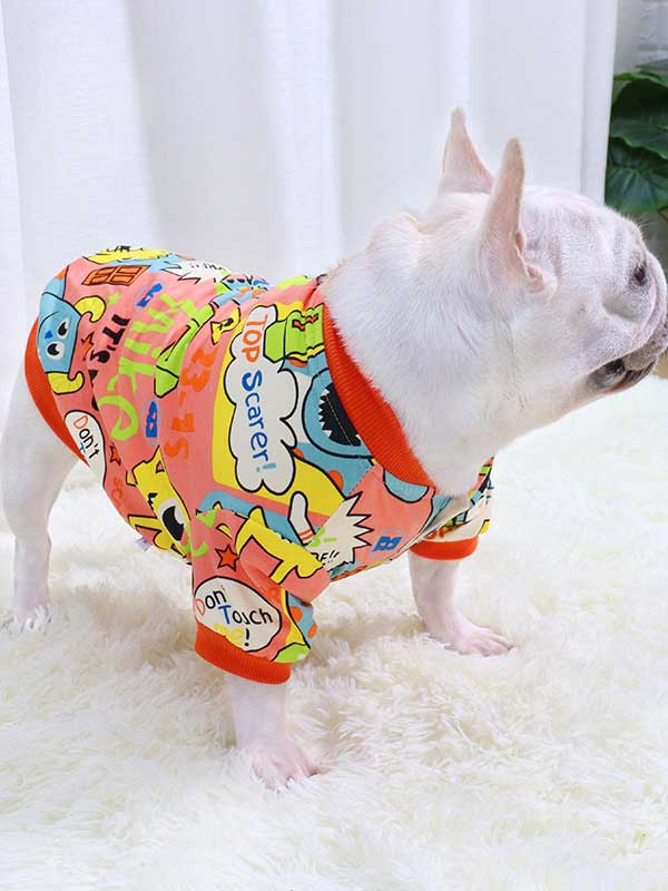 GMTPET Cartoon Pug Dog Bulldog Fat Dog Thickened Winter Warm Open Buckle With Elastic Method Fighting Autumn and Winter Plus Velvet Sweater 107-222036