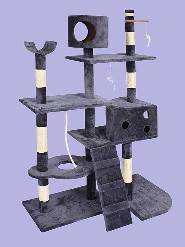Четырехслойная фланелевая рама для кошек из сизаля, платформа для кошачьей комнаты, лестница для лазания, игрушка для мыши, кошачье дерево 06-0003 www.petclothesfactory.com