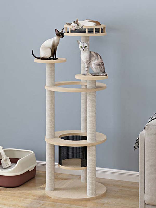 Casa de escalada para gatos por atacado | madeira de pinho tábua gato árvore gato torre 105-211 www.petclothesfactory.com
