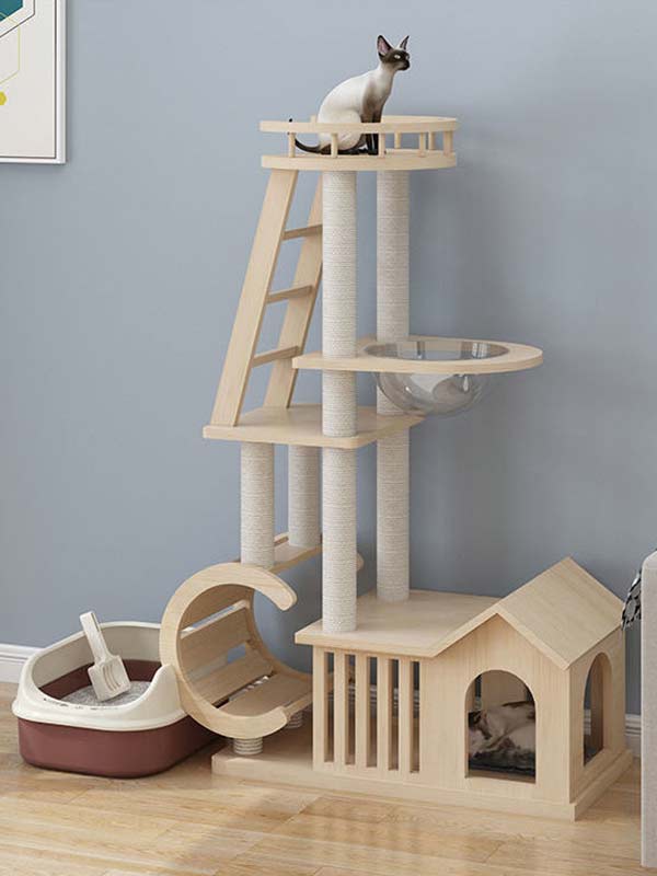 Condomínios para gatos por atacado | Torre Cat OEM | Árvore de gato legal de madeira maciça 105-216 www.petclothesfactory.com