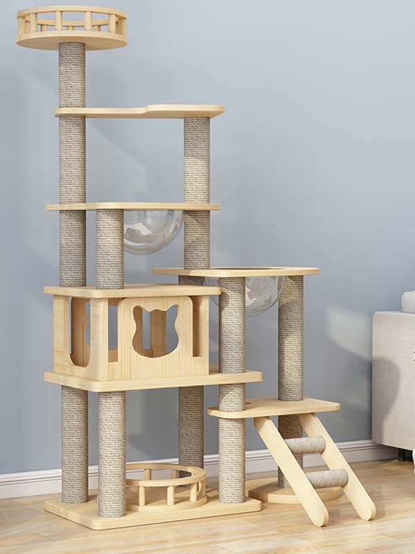 atacado-pinho-madeira maciça-placa multicamadas-cat-tree-cat-tower-cat-escalada-frame-105-217 www.petclothesfactory.com