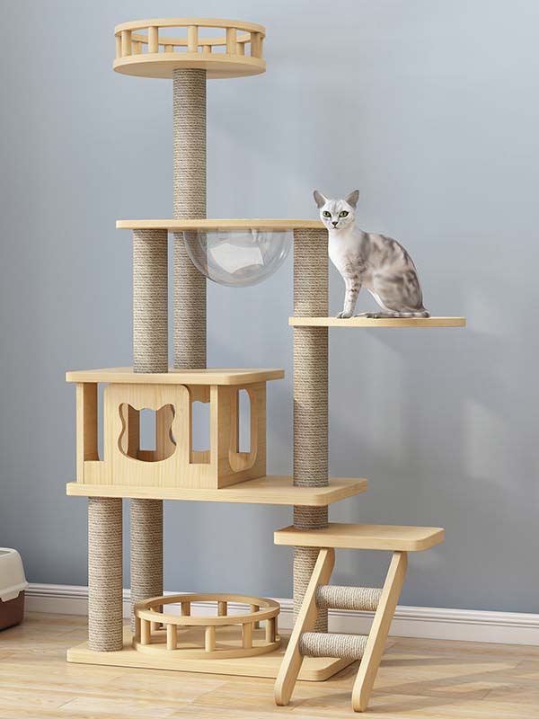 atacado-pinho-madeira maciça-placa multicamadas-cat-tree-cat-tower-cat-escalada-frame-105-218 www.petclothesfactory.com