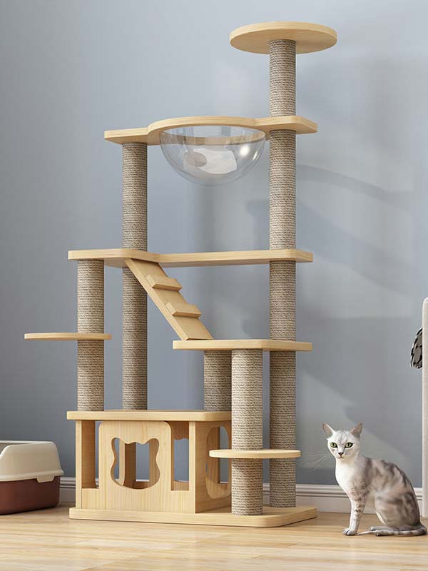 atacado-pinho-madeira maciça-placa multicamadas-gato-árvore-torre-gato-quadro de escalada para gatos-105-219 www.petclothesfactory.com