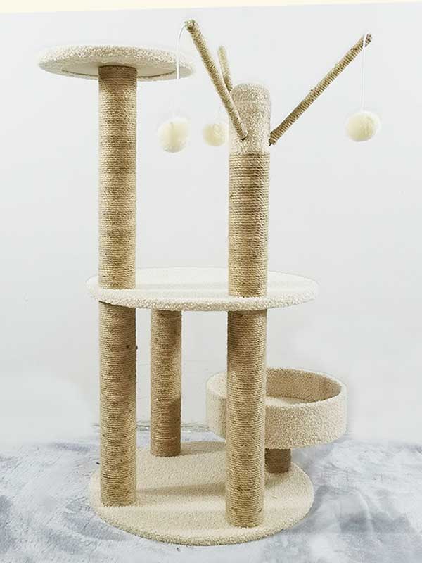Wholesale Rattan Mat Suede Cat Scratch Trees 105-33024 Factory Wholesale Rattan Mat Suede Dual-Use Cat Scratch Trees 105-33024