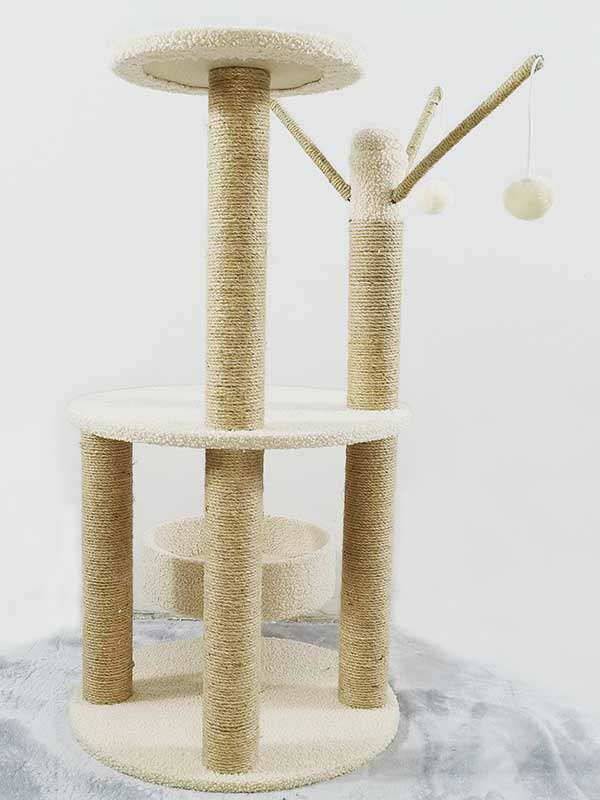 Wholesale Rattan Mat Suede Cat Scratch Trees 105-33024 Factory Wholesale Rattan Mat Suede Dual-Use Cat Scratch Trees 105-33024
