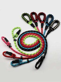 Wholesale handle Nylon reflective walking dog pet training leather leash dog chain