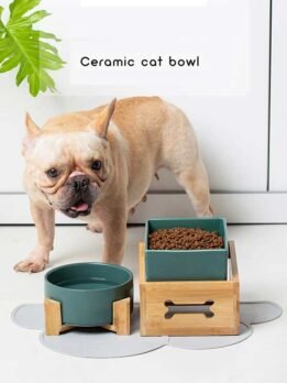 Factory Wholesale inclined wooden rack cat bowl pet cat food bowl