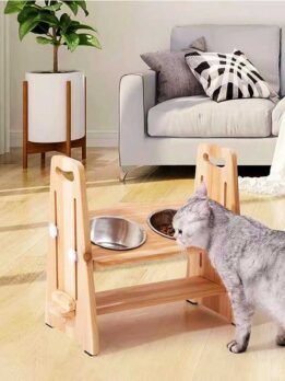 Factory Wholesale wooden pet food bowl dog bowl rack pet bowl