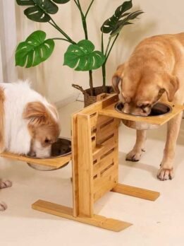 Wholesale bamboo pet bowl wooden pet cat and dog rice bowl