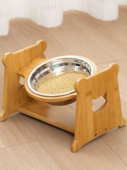 Tigela de madeira para gato por atacado de fábrica Suporte de madeira para comida de gato 123-12025 www.petclothesfactory.com