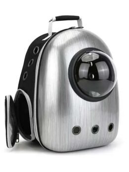Brushed silver upgraded side opening pet cat backpack 103-45008 www.petclothesfactory.com