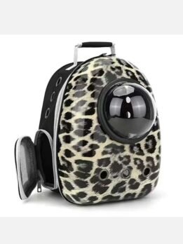 Sand leopard print upgraded side opening pet cat backpack 103-45009 www.petclothesfactory.com