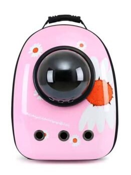 Pink Daisy Upgraded Side Opening Pet Cat Backpack 103-45021 www.petclothesfactory.com
