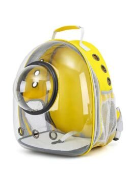 Transparent yellow pet cat backpack with hood 103-45031