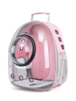 Transparent pink pet cat backpack with hood 103-45032
