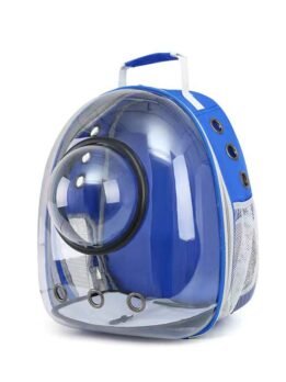 Transparent blue pet cat backpack with hood 103-45033