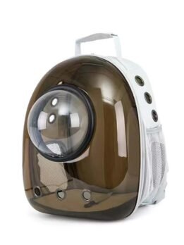 Brown hooded gray pet cat backpack 103-45037