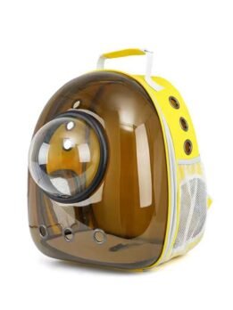Tan hooded yellow pet cat backpack 103-45038