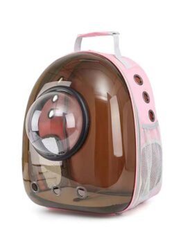 Brown pet cat backpack with hood 103-45039