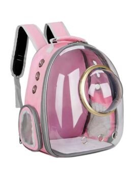 Transparent Gold Ring Pink Pet Cat Backpack 103-45046