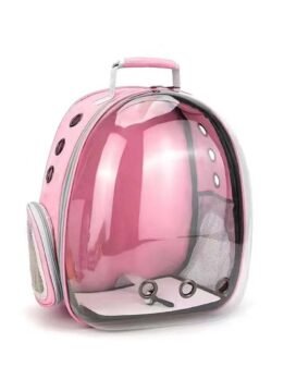 Transparent pink pet cat backpack with side opening 103-45053