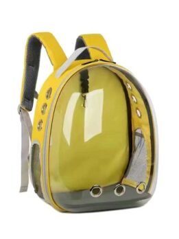 Transparent yellow pet cat backpack with side opening 103-45056