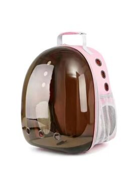 Side opening brown transparent pink pet cat backpack 103-45060